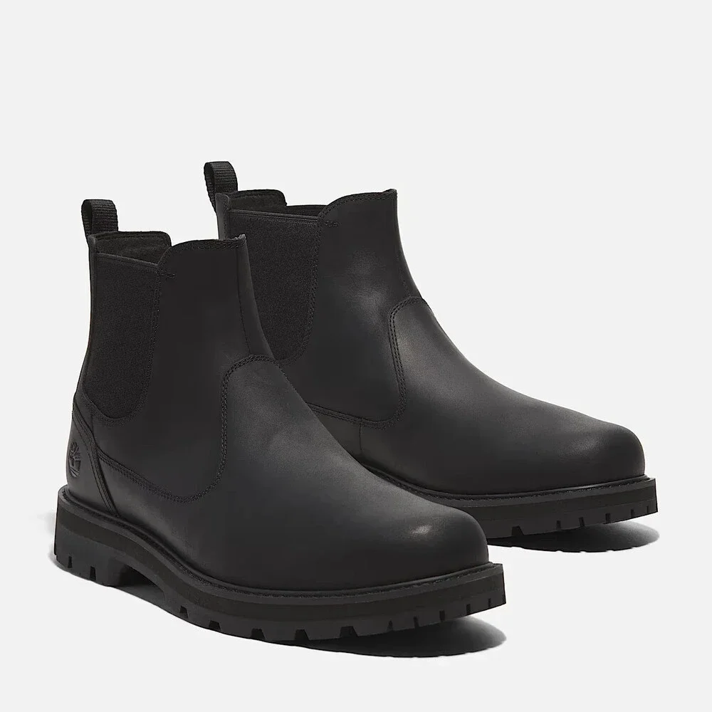 Timberland Britton Road TB0A6A4WW02 Men's 9 Black Leather Ankle Chelsea MEW1645